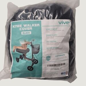 Vive Mobility Knee Walker Pad Cover Black Faux Sheepskin Memory Foam CSH1006BLK